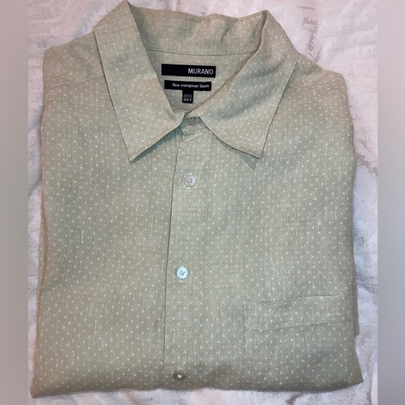 Murano Men's light green patterned linen long sleeve button down - Picture 1 of 9